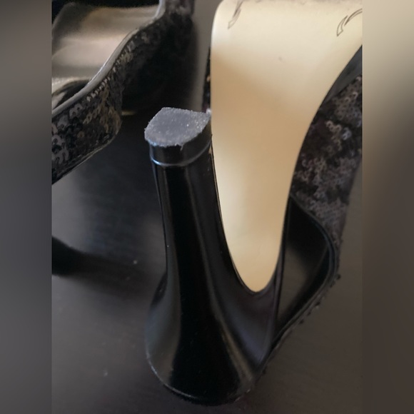 Tahari Leather Sequin Platform Heels - Picture 8 of 15